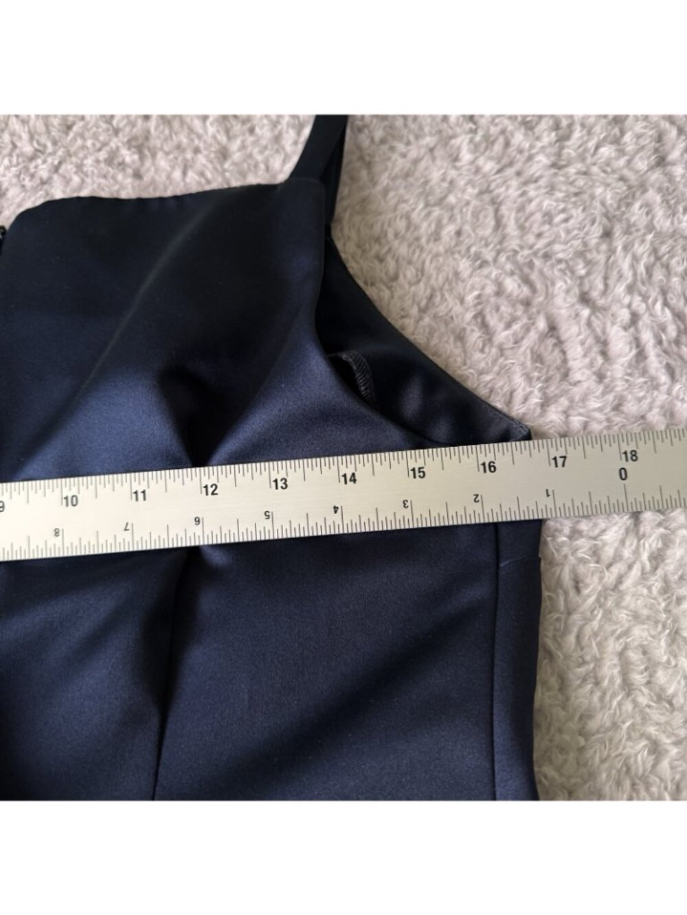 Evening Dress with Jacket Women's 10 Navy Blue Satin Sheath VTG MCM Design - USA - Picture 8 of 16